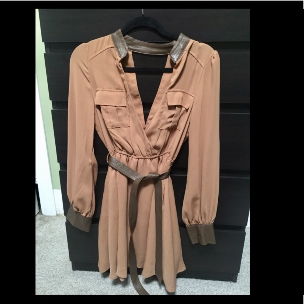 Belted Very J Brown Dress